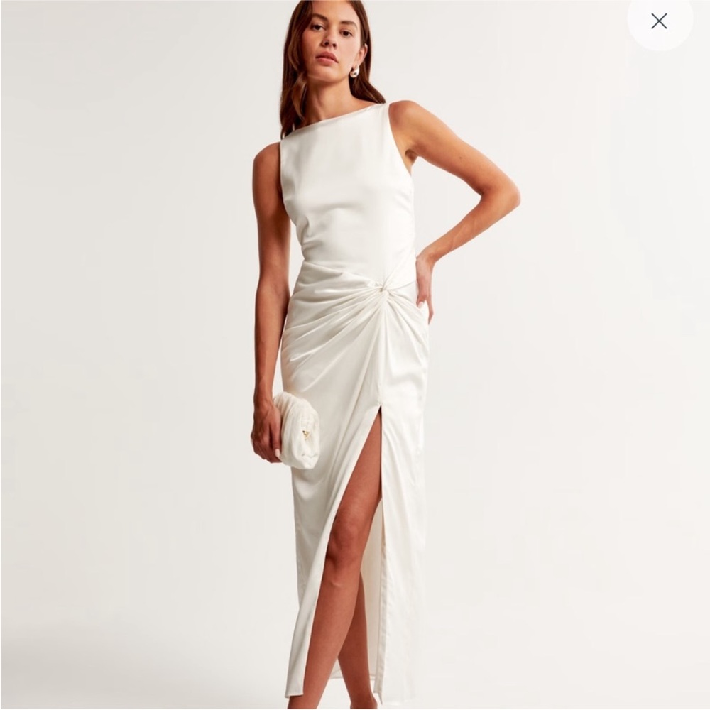 Abercrombie White Satin Open Back Dress
